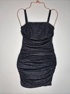 Lucy in the Sky Black Ruched Mini Dress